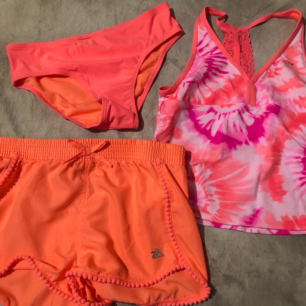 ZEROXPOSUR GIRLS SWIMSUIT LARGE 14.   3 PIECE SET NWT